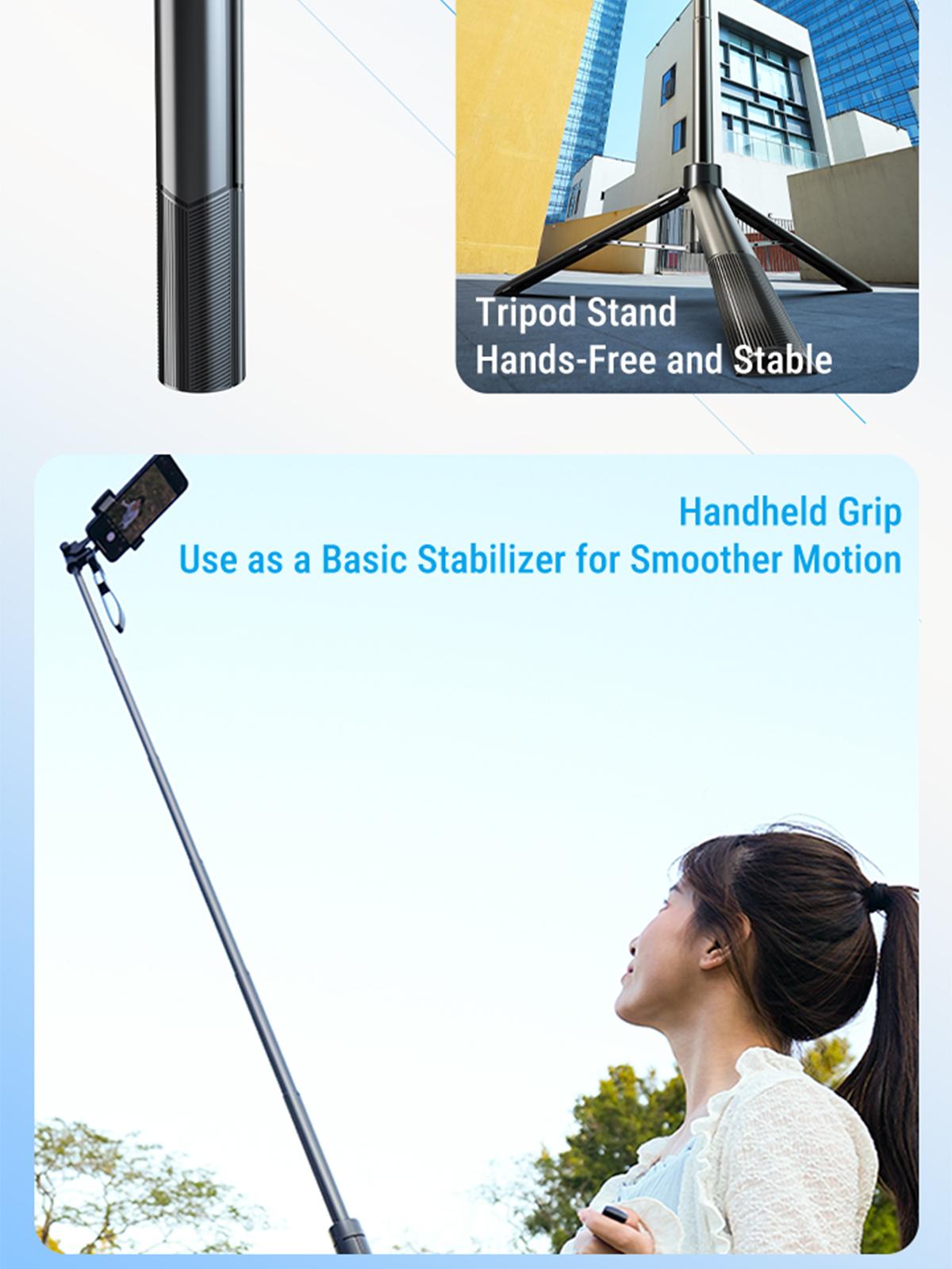 AI Auto Face Tracking Tripod with 63" Selfie Stick Tripod | Smart Face Tracking Phone Holder with LED light for TikTok Live & Vlogging | Gesture Control & Bluetooth Remote | Perfect for Content Creator | Gift for Boy & Girl Friend | Spring Glow Up