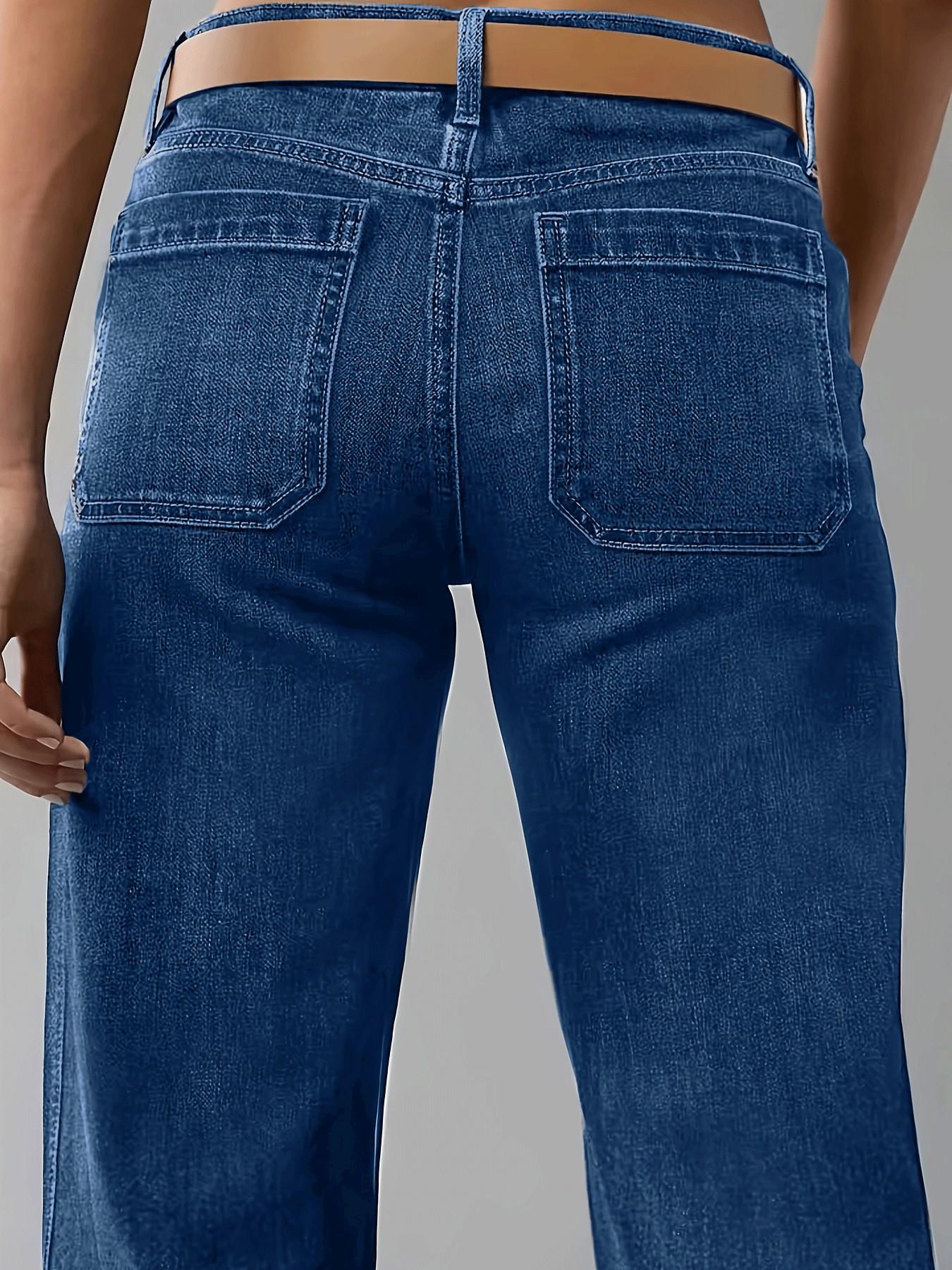 Women's Vintage Mid-Waist Straight Leg Jeans, Fitted Loose Fit Denim Jeans Pants, Casual Striped Design, All Seasons Wear, Womenswear