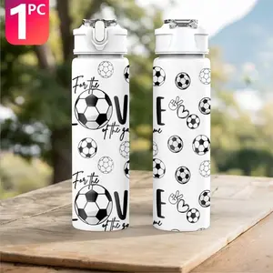 Reusable Football Print Plastic Sports Bottle, Flip Lid, Leak-Proof, Leakproof Water Bottle, 25oz/750ML Lightweight, Ideal Gift for Fans, Friends, Birthdays, Father's Day