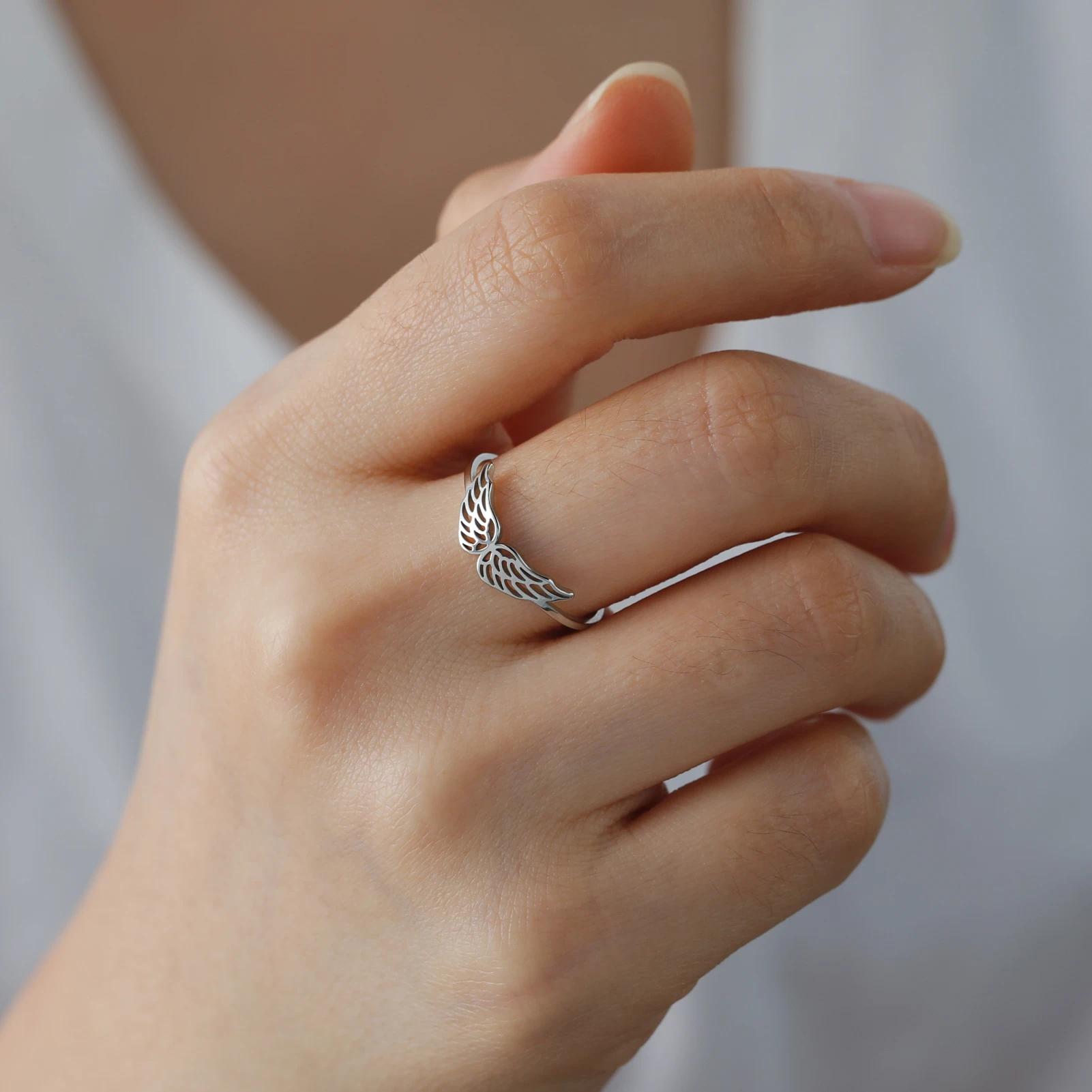Women's Skyrim Wing Shape Stainless Steel Ring - Acid/Alkali Resistant, Kpop Fashion Jewelry, Wedding Band, Birthday Gift, Wholesale Costume Accessory, Resists Acid/Alkali