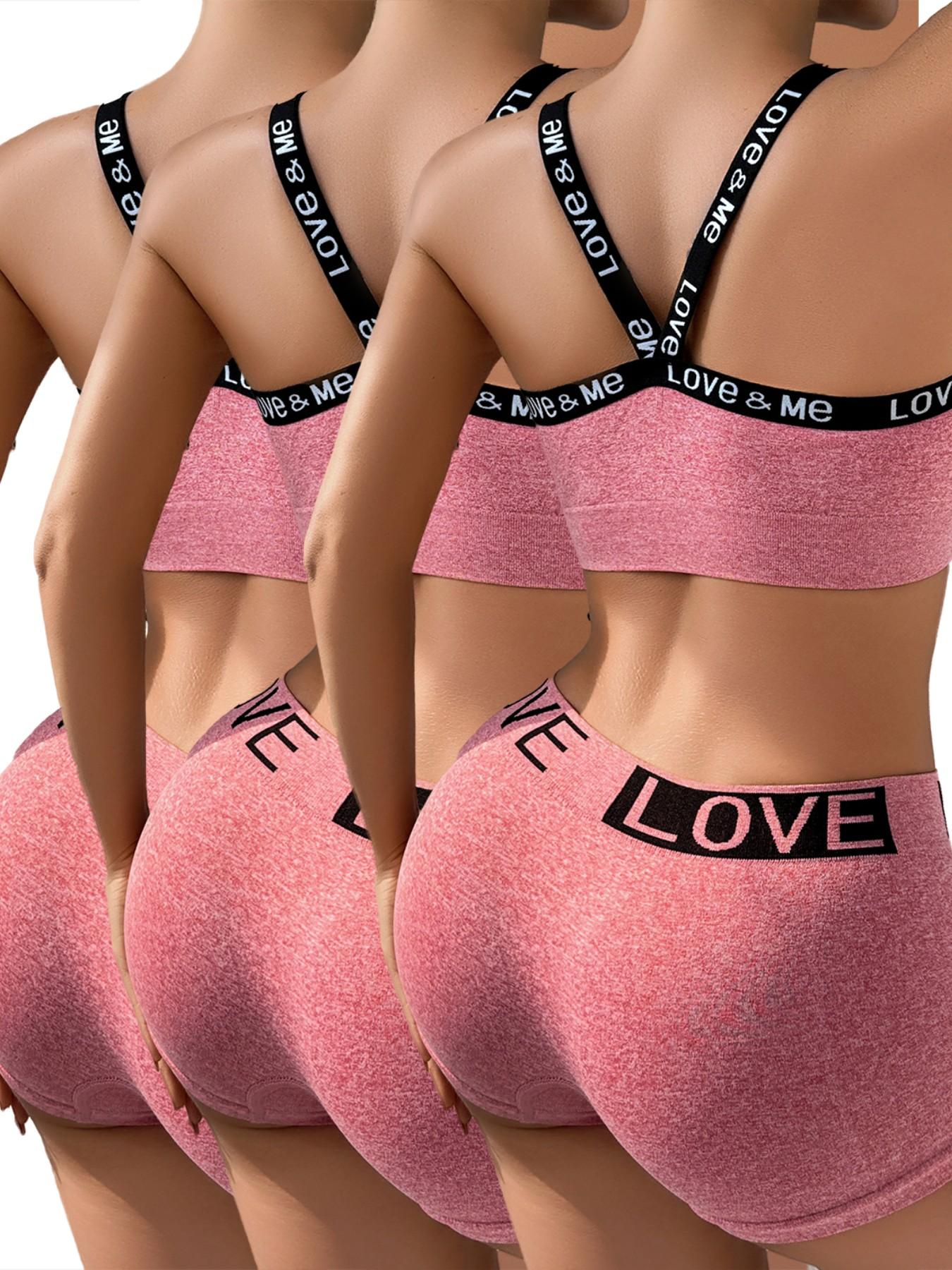 Women's 3/4/5 Piece Lingerie Set, Top and Bottoms, Seamless Comfort, Daily Wear, Casual Style, Fitted, Medium Support, All Seasons