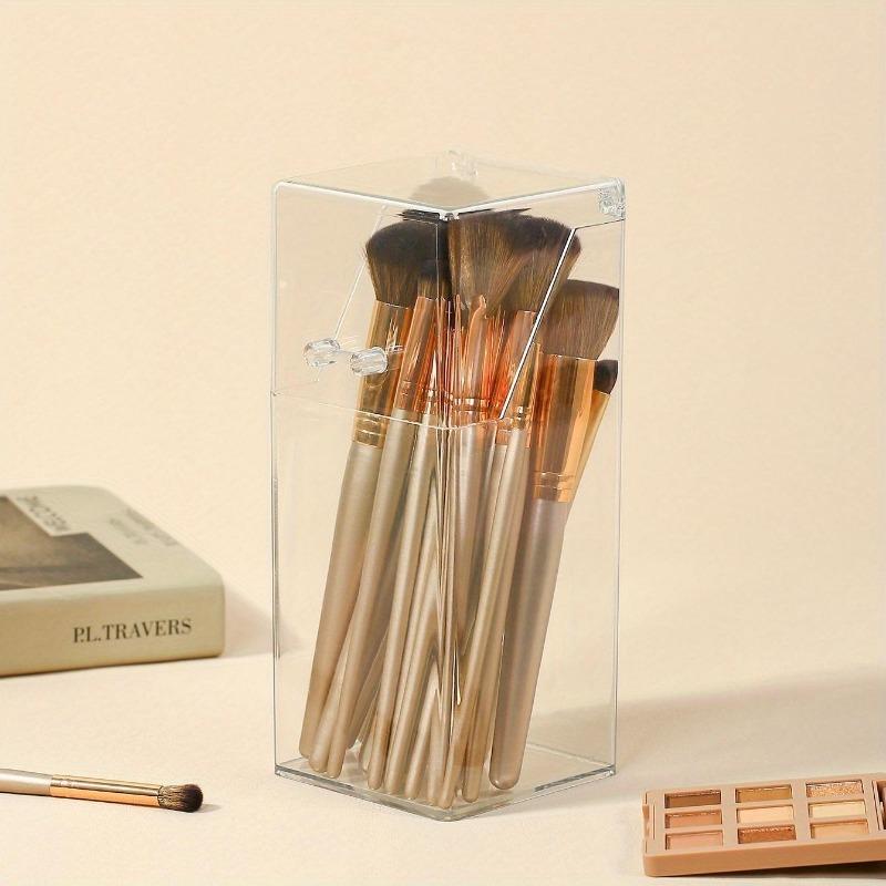 1pc Clear Makeup Brush Organizer, Large Capacity Makeup Brush Storage Box