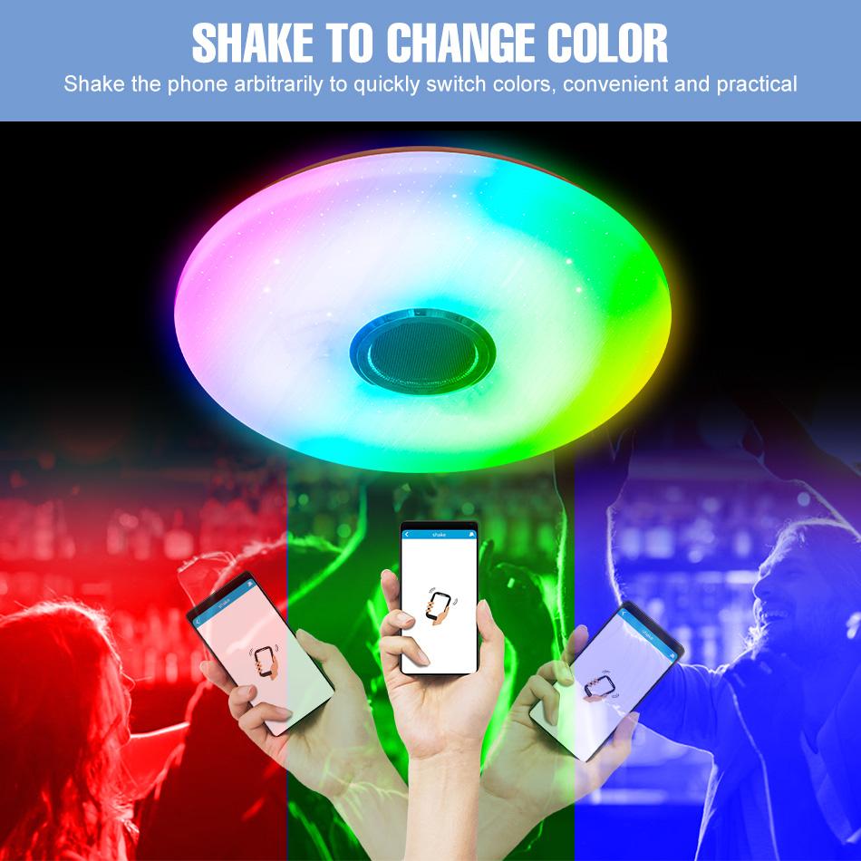 RGB LED Bluetooth Ceiling Light DSP Music Melody Player BT APP Control 256Colors Dimmable 100-240V Smart Timer Switch Memory Function Bedroom Living Room Colorful Atmospheric Night Lamp Festival Party Mlticolor Mood Rhythm Decoration Lighting with Remote