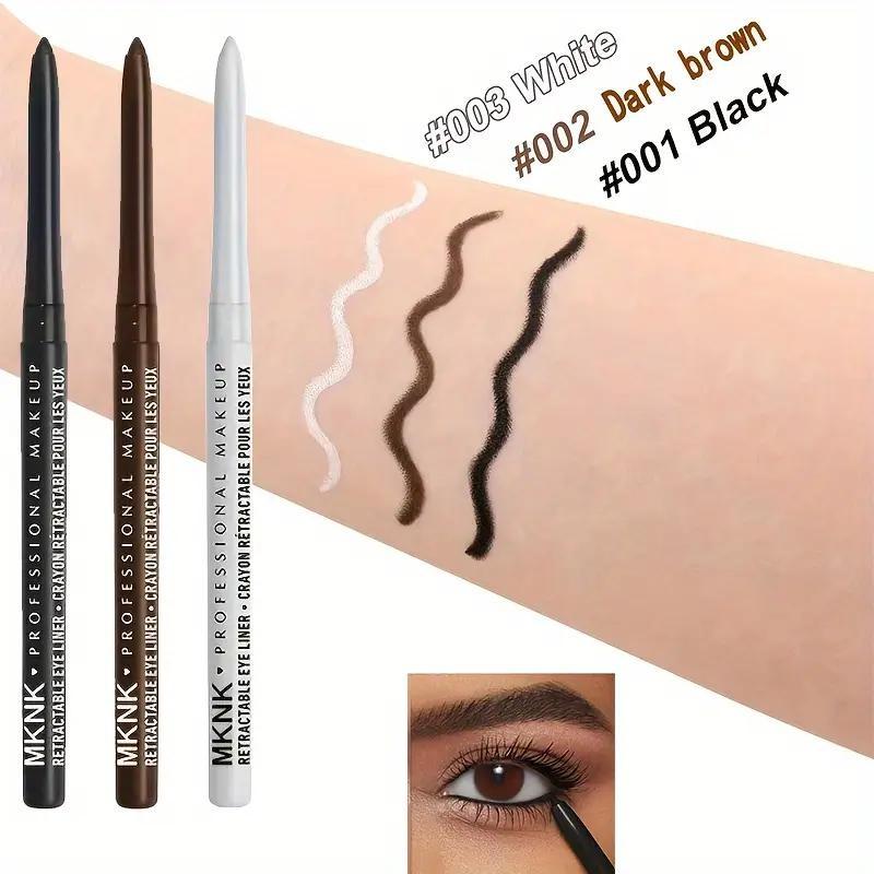 3-piece Waterproof Gel Eyeliner Set - Smudge-proof, long-lasting eye makeup, brown, white, black - perfect for parties and everyday glam, easy to use, a must-have eyeliner for travel, suitable for makeup enthusiasts and beginners