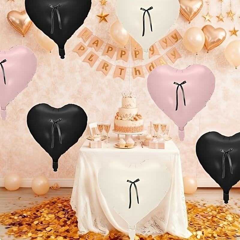 23 Piece Party Balloon Set, 10 Heart Shaped Balloons with Bow Ribbon, 18 Inch Aluminum Foil Balloons, Birthday Wedding Decorations