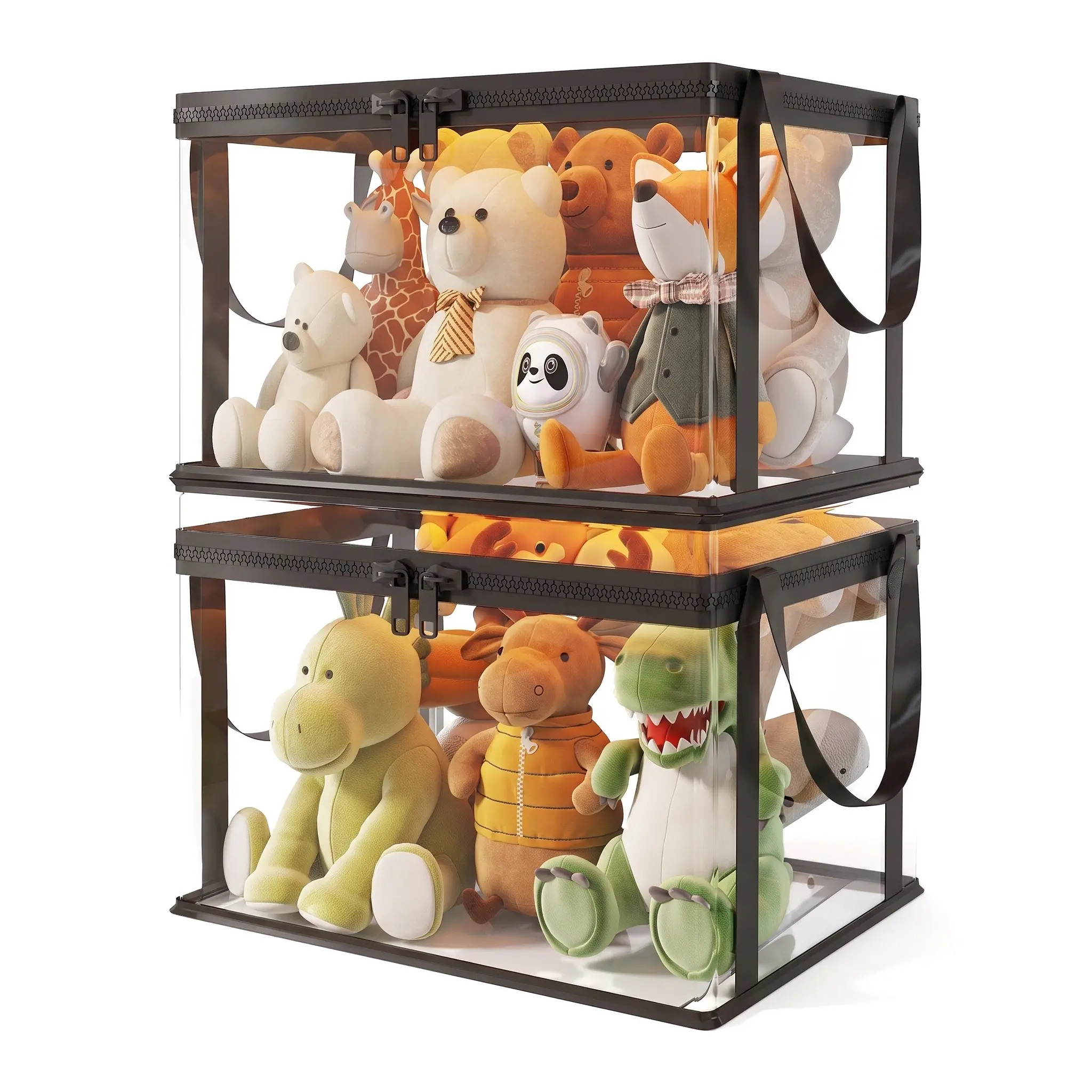Thickened White Large Cube Storage Box with Zip Fastener - Transparent Stackable Toy Storage Bag, Multi-Use Travel Organizer for Stuffed Animals, Playroom Organization, Thickened White Storage Box Large