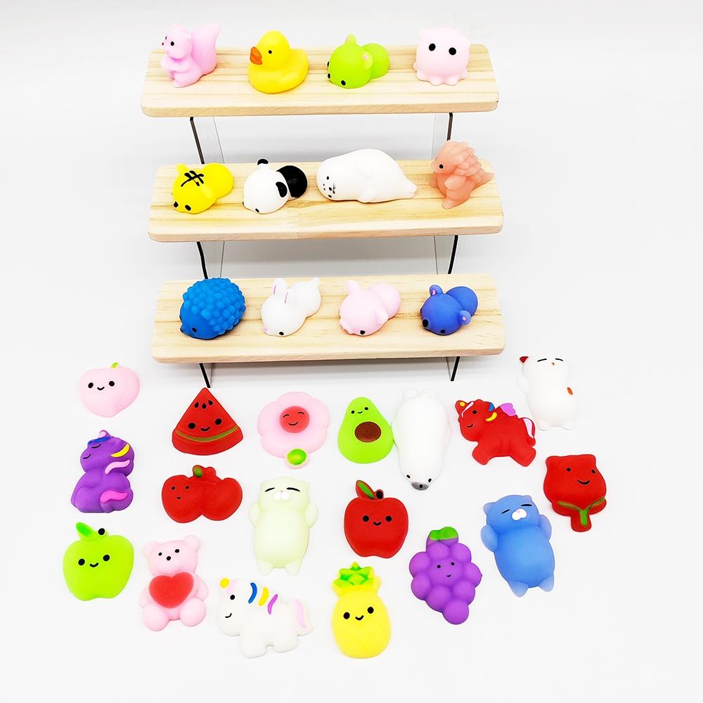 30 Pcs Mochi Squishy Toy Animal Fruit Kawaii Squishies Toys Party Favors New Year's Day /Valentine's Day/Christmas Gifts, Stress Relief Decoration, Stress Relief Fidgeting