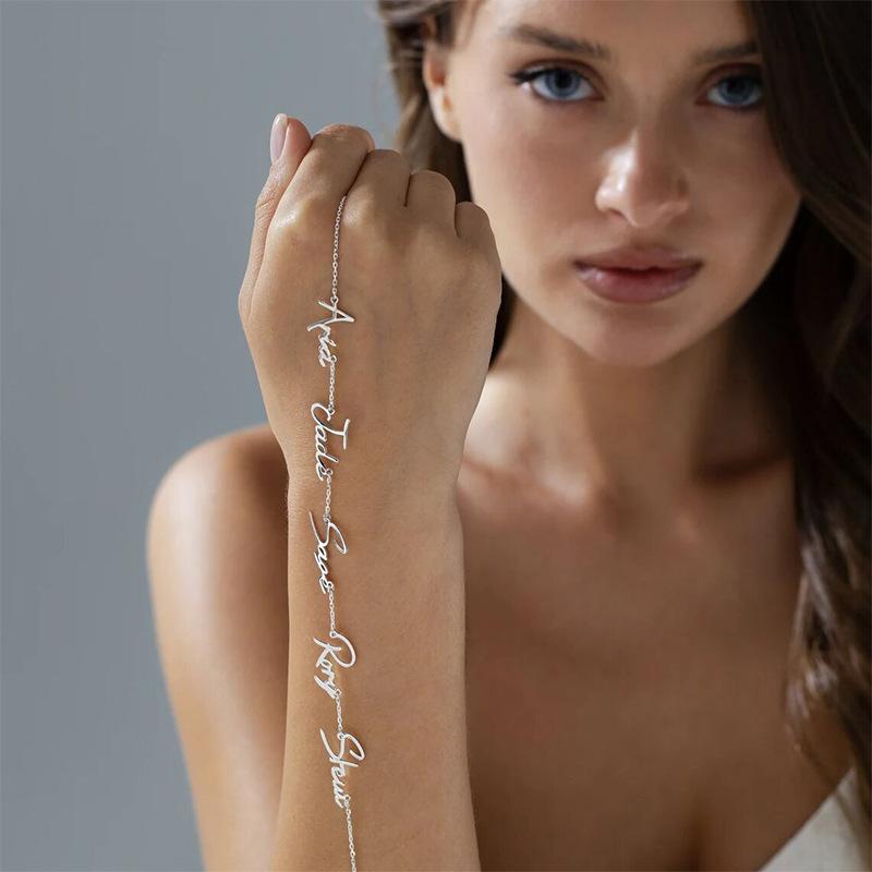 FF0014 New Store Opening |   Free Shipping | Mom Jewelry with Kids Names Multiple Names Custom Cut Necklace Personalized Gift Stainless Steel Letter Necklace For Mother's Day Anniversary Valentine's Day | Custom pendant
