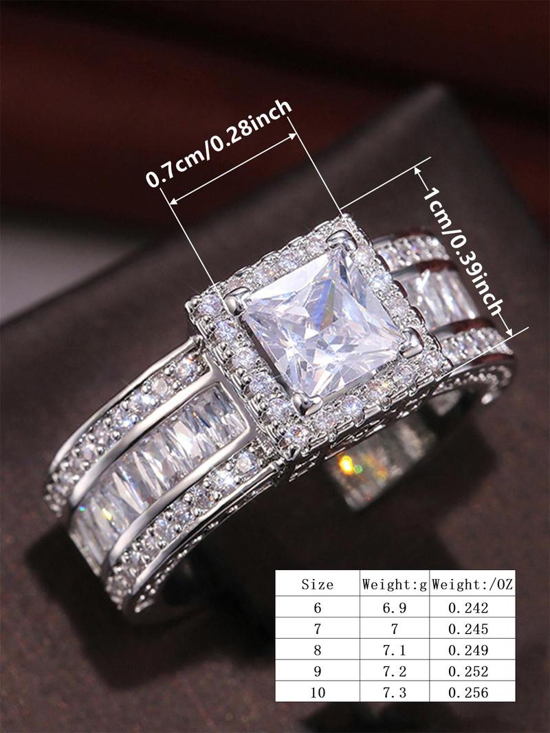 925 Sterling Silver Luxury Gorgeous Artificial Crystal Decor Ring, Fashionable Wedding Engagement Ring, Wedding Anniversary Ring Jewelry Gift for Women, Fashion Accessories for Party, Daily Decor