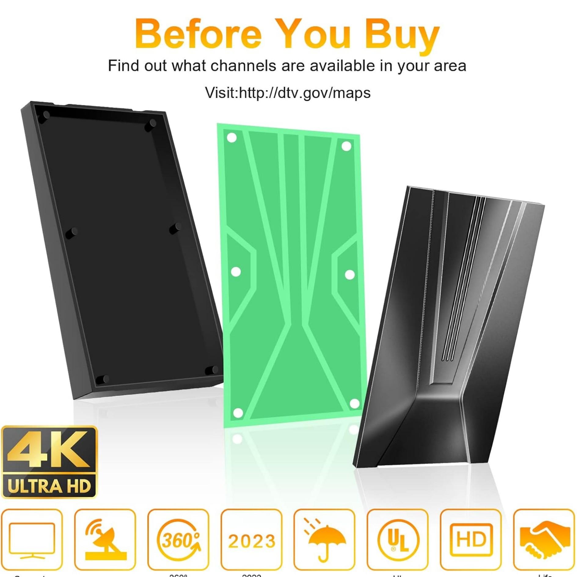 High-Quality Digital HD TV Antenna, Compact Design, Powerful Performance, Long-Range Signal Reception, 300 Miles, Suitable for Us and Eu Regions