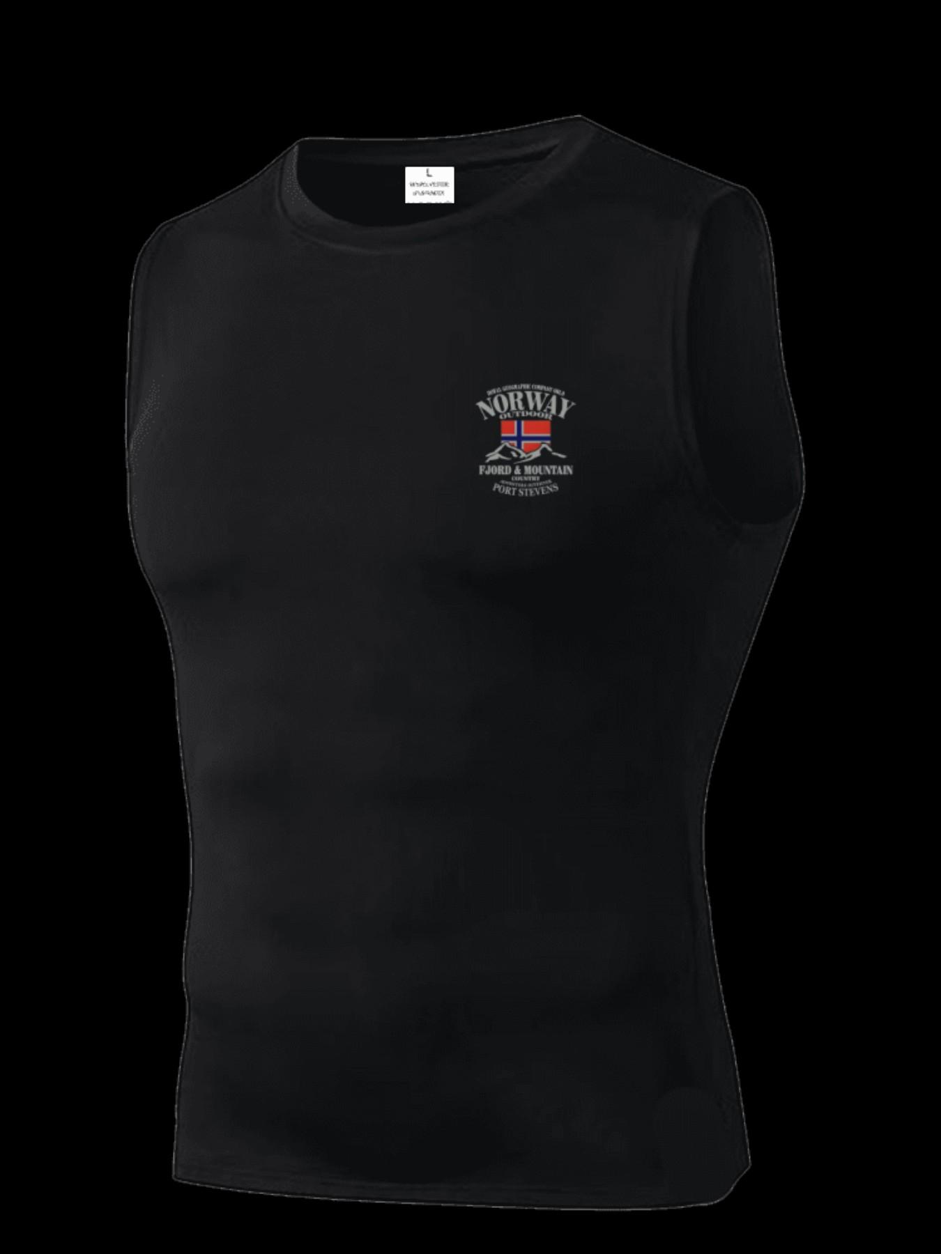 Men's Short Sleeve Sporty Top, Quick-Dry Breathable Fabric, Norway Pattern, Ideal for Gym, Running, Boxing, Outdoor Activities