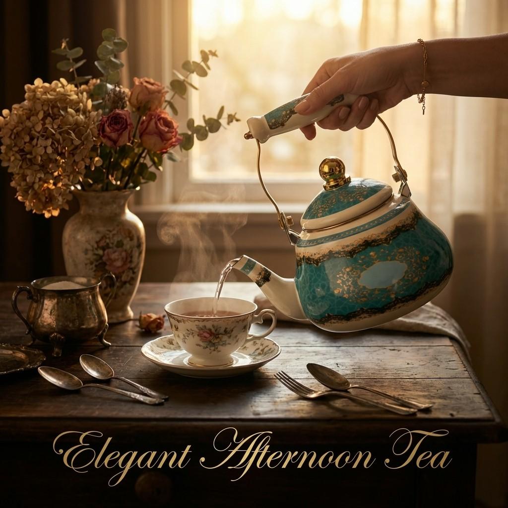 Enamel Tea Kettle with Ceramic Handle, Floral Design, 1.5L-2.5L Capacity, Suitable for Stove & Electric Cooker, Home & Outdoor Use