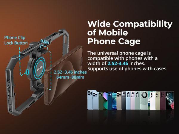 SmallRig Universal Quick Release Phone Cage Kit Basic, Aluminum Smartphone Video Rig Kit with Wireless Control Dual Handles and Phone Clip, Support for MagSafe, for iPhone for SamSung for Pixel - 641.7