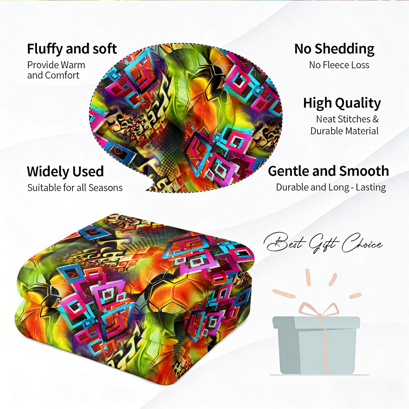 1 Pcs Boho Tribal Print Flannel Blanket, Ethnic Aztec Pattern Throw Blanket, Ultra Soft Fluffy Warm Blanket, Vivid HD Digital Print, Perfect Cozy Gift Blanket for Sofa, Bed, Dorm, Camping, Travel, All Season Use