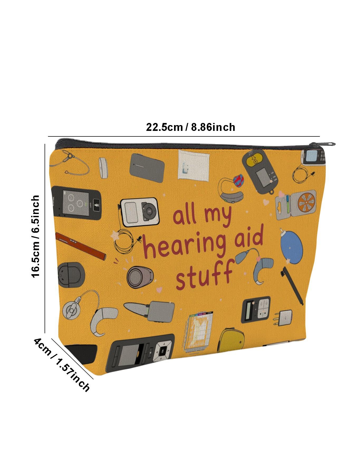 Hearing Aid Makeup Bag with Accessories, Charger, Batteries, Tools, Essential Organizer, Perfect Gift for Hearing Impaired