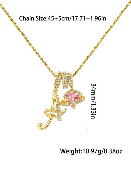Initial Letter Heart CZ Birthstone Necklace With Rose Jewelry Gift Box, 18K Gold Plated Alphabet Pendant Necklace for Women, Birthday Christmas Jewelry Gift for Women Girl Wife Daughter Love Necklace