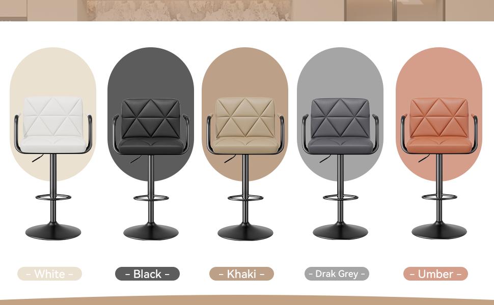 Black Friday Specials-Set of 2 Barstools, Adjustable Height 25.5-34.5 IN with Back & Arms, Swivel PU Leather Upholstered Counter Height Bar Chairs