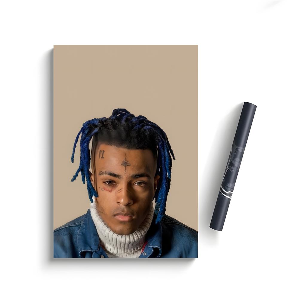 XXX-Tentacion Rock Rapper Music Albums Cover Skins Poster Self-Adhesive Waterproof Art Sticker, Aesthetic Minimalist Wall Poster for Coffee Shop, Bar & Home Room Decor