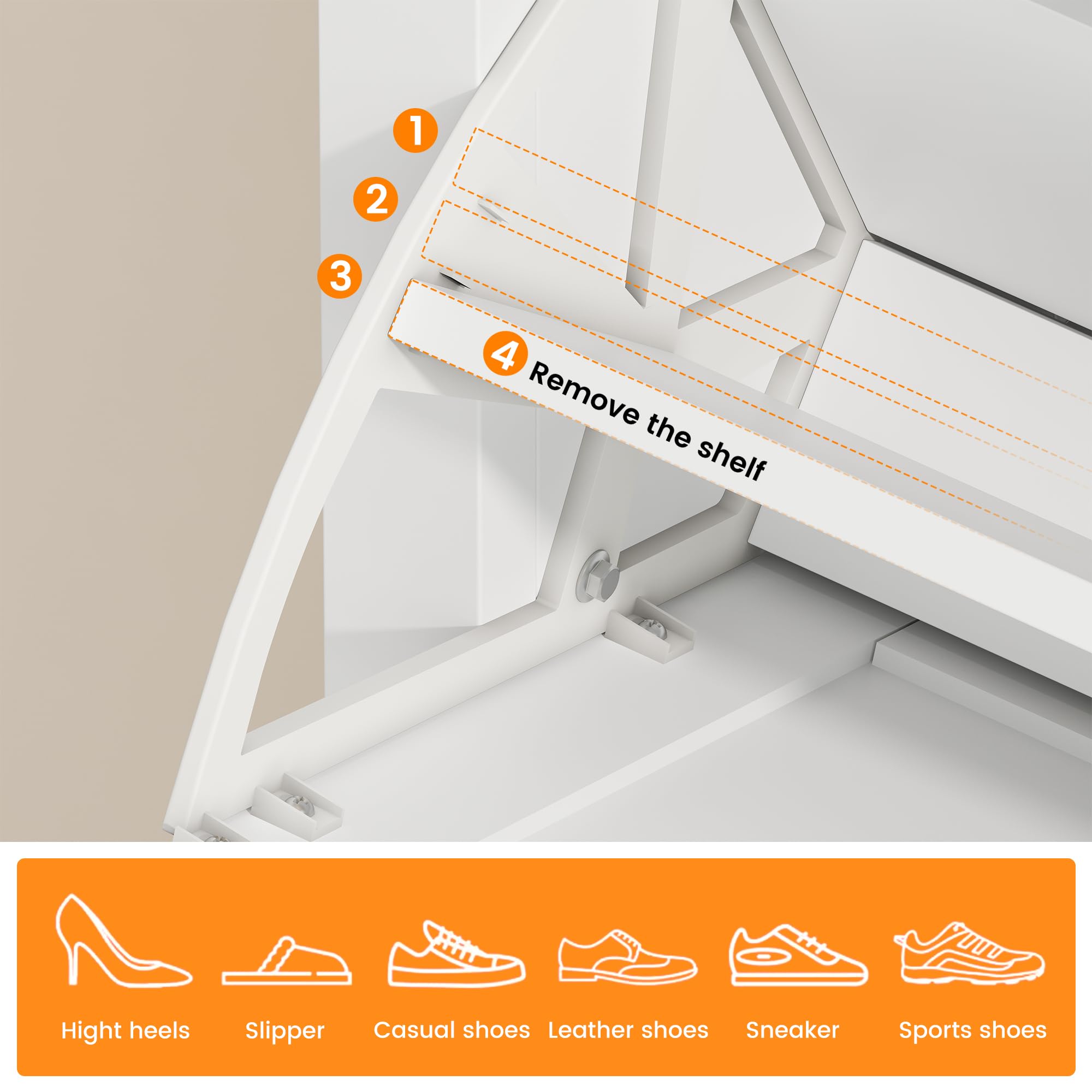 4 Tires Farmhouse Shoe Organizer with Open Storage Shelf & Barn Door, Shoe Storage Cabinet with 2 Flip Drawers, Adjustable or Removable Freestanding Hidden Narrow Shoe Rack for Foyer 4 Tires Farmhouse Shoe Organizer with Open Storage Shelf & Barn Door, Shoe Storage Cabinet with 2 Flip Drawers, Adjustable or Removable Freestanding Hidden Narrow Shoe Rack for Foyer