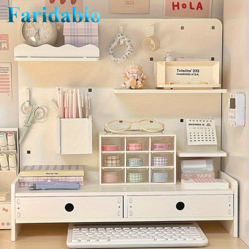 Faridabio desktop storage rack, punch-free storage shelf, ideal for dormitories and offices, perfect for organizing cosmetics, stationery and books, suitable for tables and drawers in homes and offices