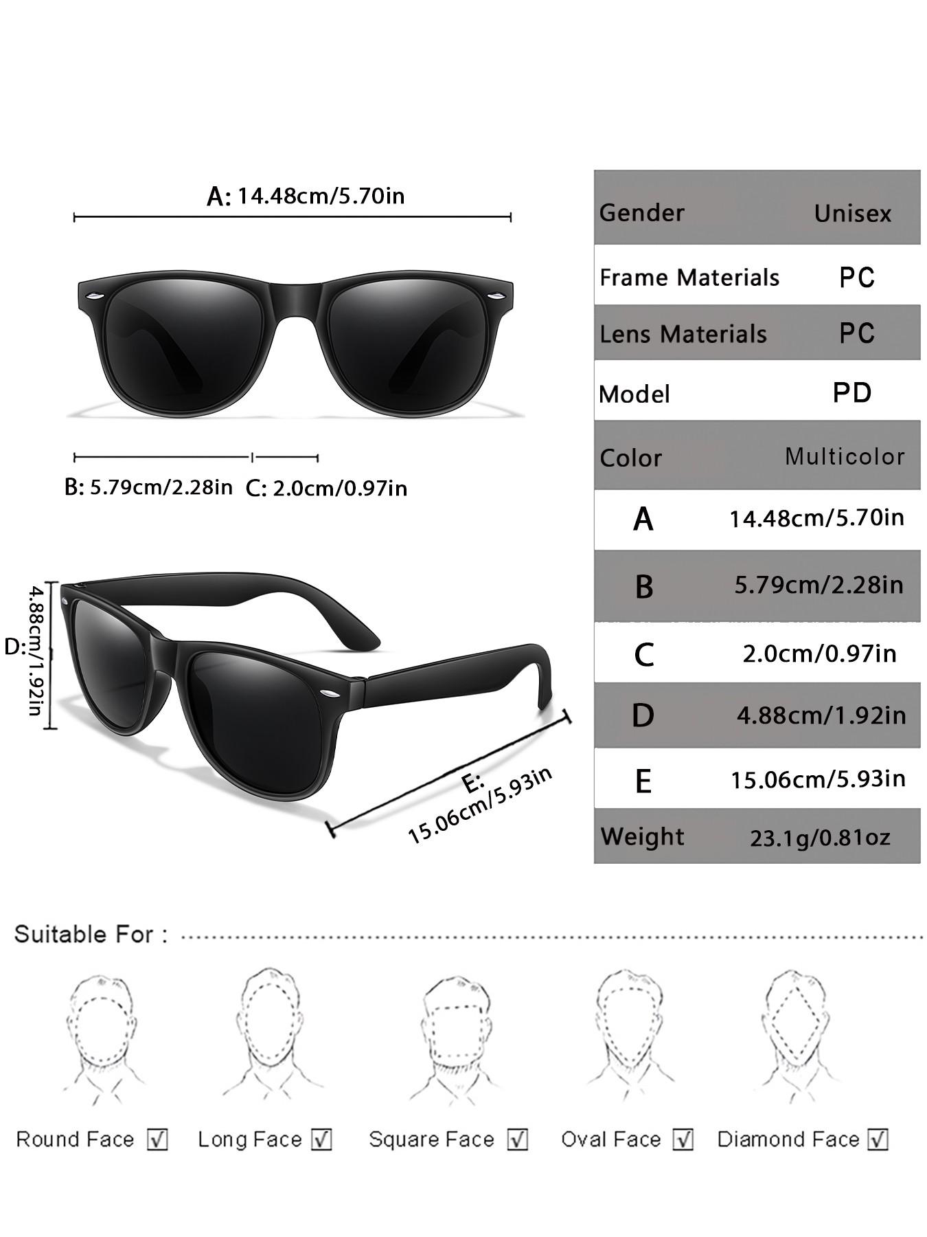 Classic Frame UV Protection Sunglasses, Unisex Casual Travel Sun Glasses, 3 Pairs, Perfect for Men and Women
