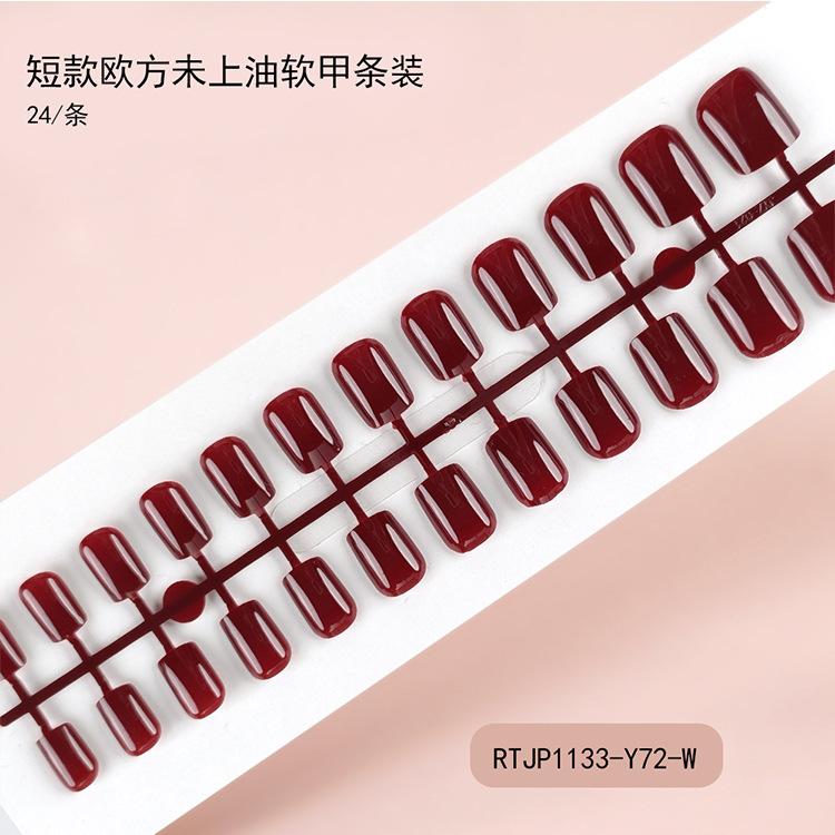 Air soft nails without creases, short European square-shaped nail patches, 24-piece set, unpolished press-on nails, Red Press on Nails Glossy Almond Shape Fake Nails Valentines Day Nails for Women