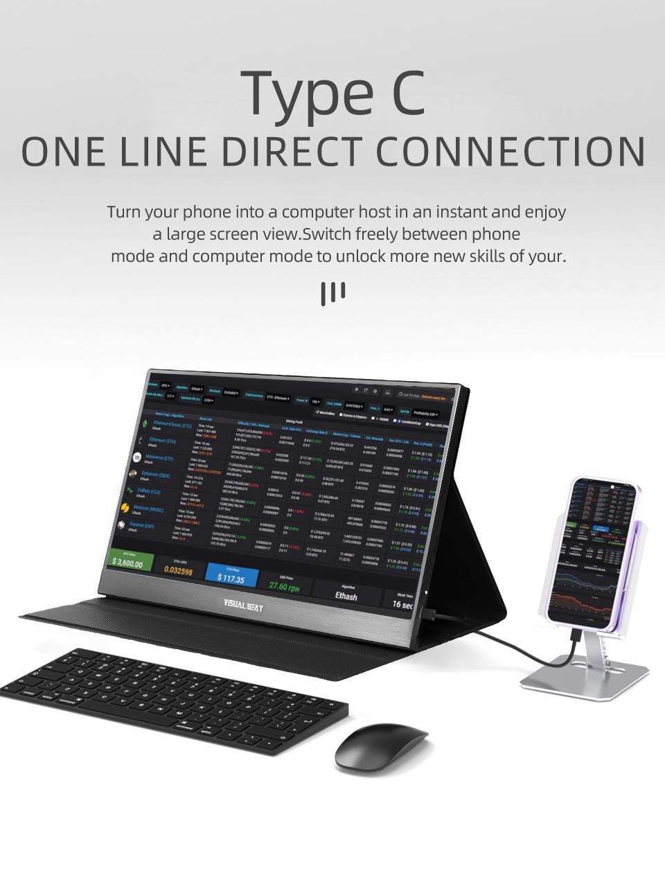 15.6 Inch Fhd Touch Portable Monitor, 100% Srgb Compatible with Ps5/switch, Includes Smart Protective Case, Ideal for Gaming and Work