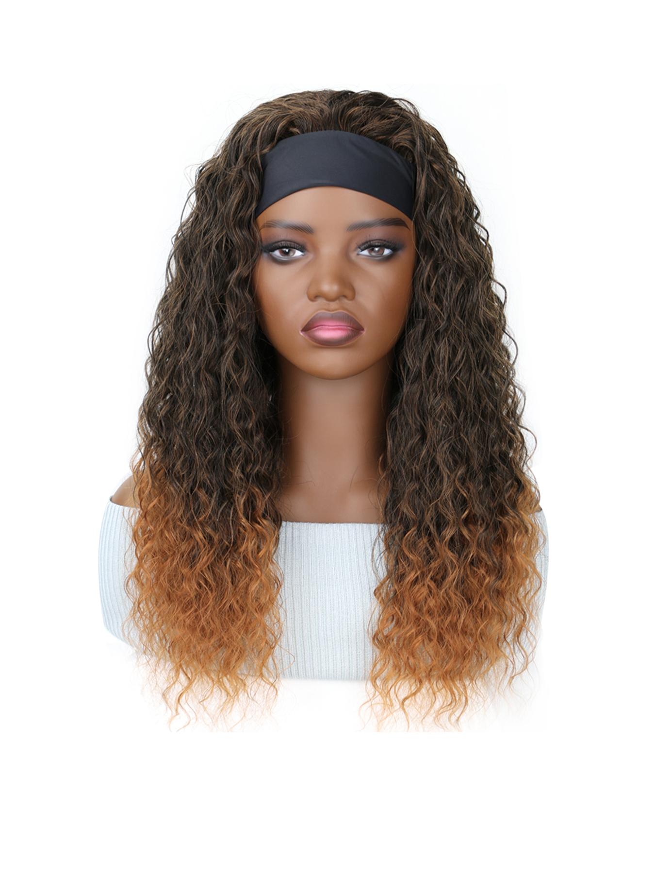 Deep Wave Headband Wig Synthetic Glueless No Lace Curly Wigs For Women Daily Wear Fluffy Effortless Wig