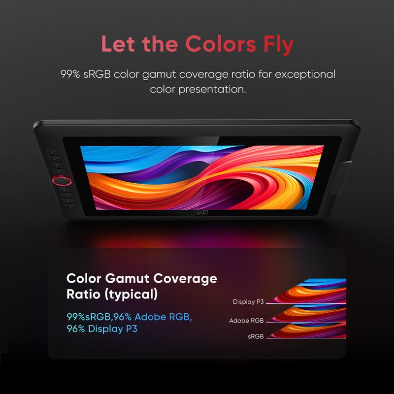 XPPen Artist 15.6 Pro V2 15.4-Inch Graphics Drawing Tablet 16384 Levels X3 Pro Stylus 60° Tilt Red Dial Full-lamination Anti-glare Flim