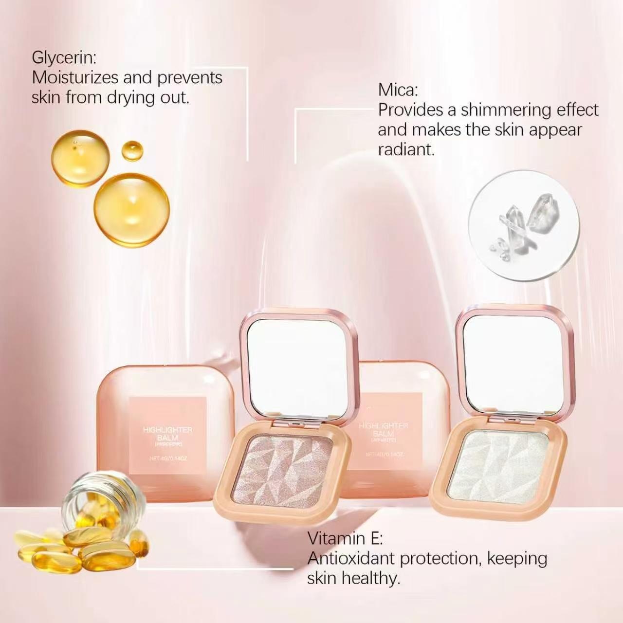 Rainbow Halo Powder Highlighter Palette, Mica-Blend Shimmery Iridescent Face Cosmetic, Nourishing Gentle Care, Radiance-Boosting Face Brightening & Contour Sculpting, Long-Lasting, Multi-Use for Party Makeup, Brightens