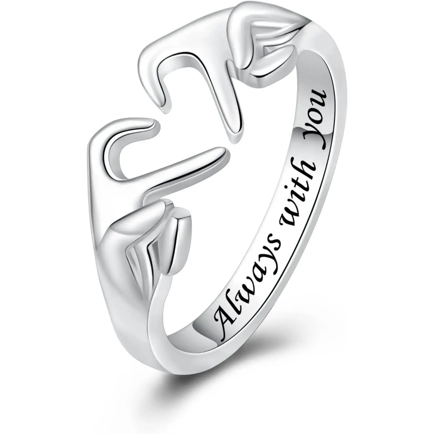 Silver Heart Claddagh Rings for Women Teens, Adjustable White Gold Plated Ring Friendship Promise Love Heart Jewelry Rings Mothers Day Valentines Holiday Gifts for Women Friends