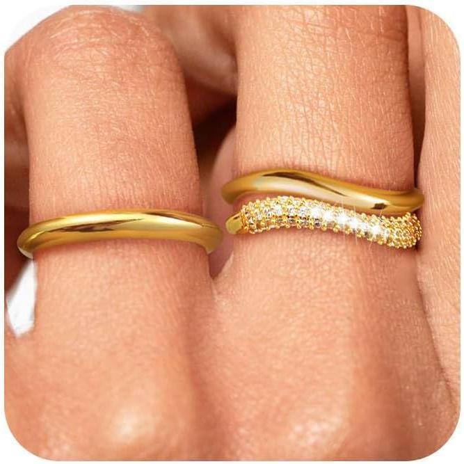 Tewiky Rings For Women Stackable Non Tarnish Rings Dainty Stacking Rings Thumb Ring Set Jewelry For Summer dealsforyoudays