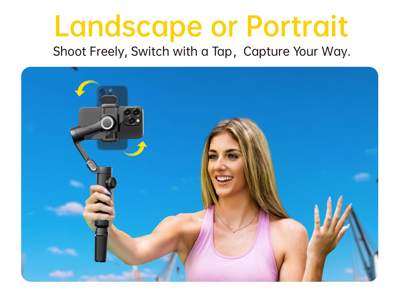 AOCHUAN 3-Axis Gimbal Stabilizer for Smartphone, Gimbal w/RGB Magnetic Fill Light Upgraded Face Tracking Focus Wheel Foldable iPhone Gimbal for iPhone/Android Phone gimbal Vlog RecordingCamera Clip Camera Accessories Smart XE-2