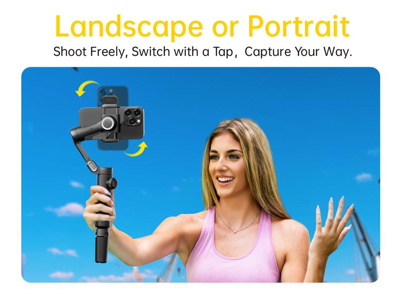 AOCHUAN 3-Axis Gimbal Stabilizer for Smartphone, Gimbal w/RGB Magnetic Fill Light Upgraded Face Tracking Focus Wheel Foldable iPhone Gimbal for iPhone/Android Phone gimbal Vlog RecordingCamera Clip Camera Accessories Smart XE-2