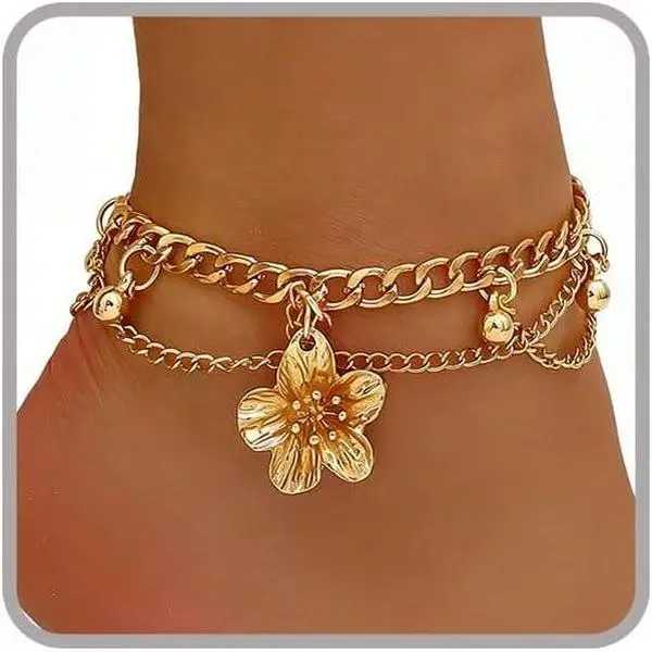 Ankle Bracelets for Women  Anklets for Women  Summer Beach   Blue White  Flower Anklets for Women Plus Size Anklet Bracelet for Big Ankles Foot