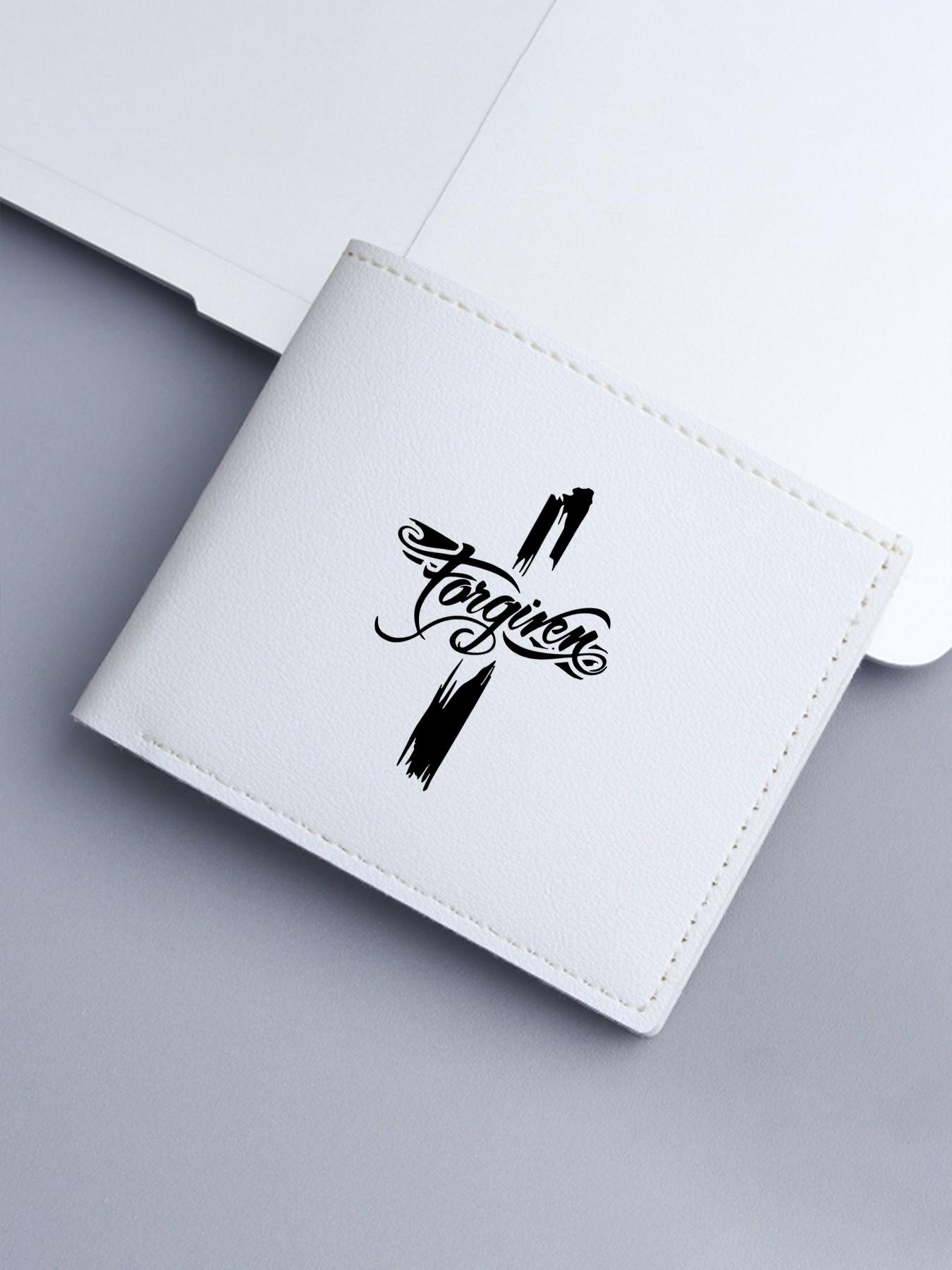 Elegant Cross Print Wallet, Neutral Classic Foldable Card Holder, Durable Faithful Wallet for All Ages, Ideal for Daily Use & Gifts