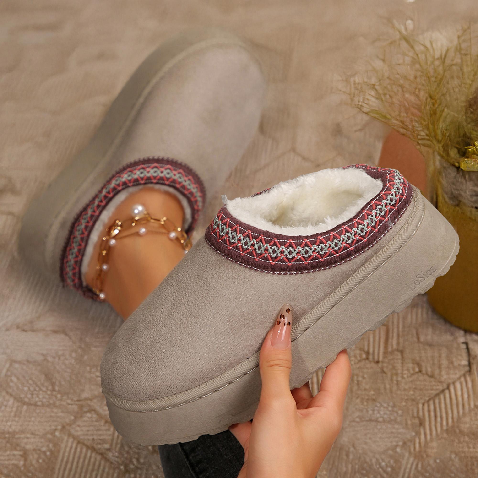 Women's Slippers Platform Short Ankle Boots Women's Suede Leather Cozy Wool Lined Indoor And Outdoor Slippers Women's Slippers Platform Short Ankle Boots Women's Suede Leather Cozy Wool Lined Indoor And Outdoor Slippers