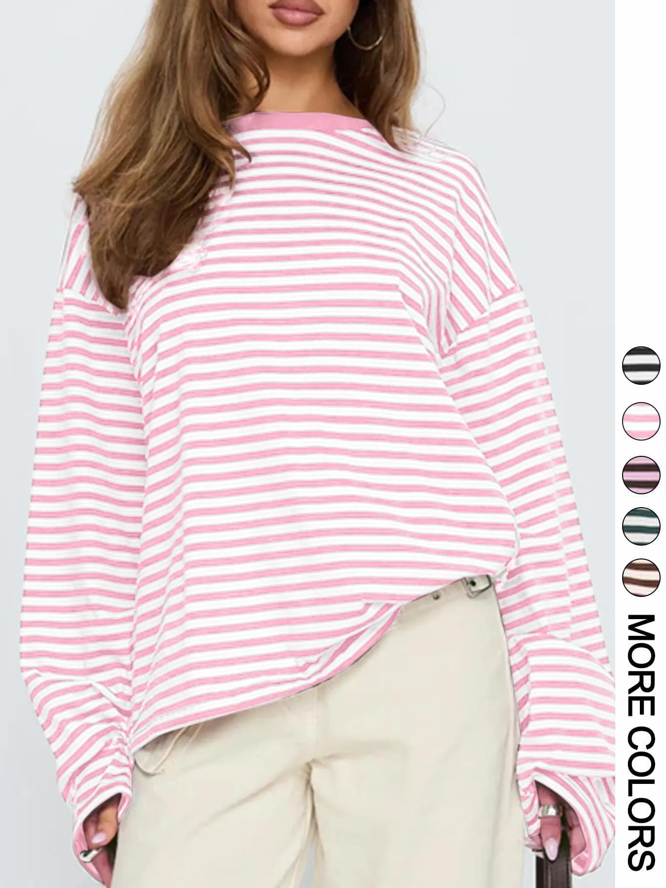 Women's Striped Long Sleeve Loose Top, Casual Versatile Blouse, Stylish Ladies' Fashion Shirt, Perfect for Daily Wear & Layering