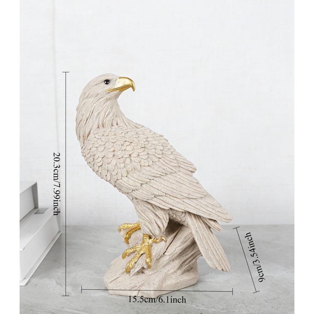Textured Eagle Resin Decor, Golden Beak & Claw Eagle Sculpture, Luxury Living Room Ornament, Handcrafted Bird Statue, Housewarming Gift