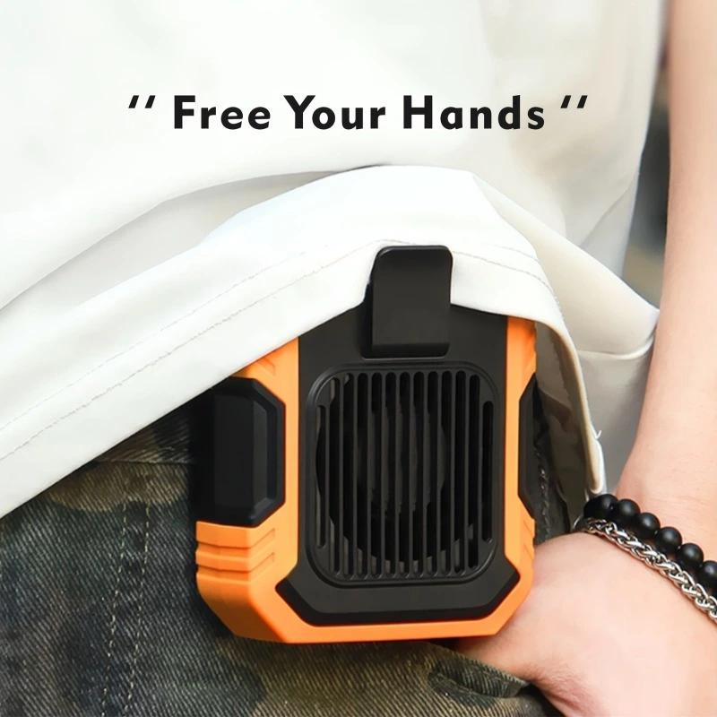 [Spring Deals] Coucur 2026 New Personal Waist Portable Fan USB Rechargeable with Clip & Power Bank 3 Speeds Airflow LED Light Wearable Belt Fan for Outdoor Jobsite Farms Traveling Fishing