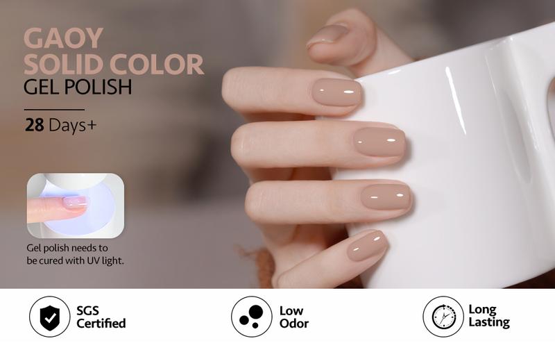 GAOY Chocolate Cake Nude Brown Fall Gel Nail Polish Set, 6 Colors White Beige Dark Tan Taupe Soak Off UV Light Cure Gel Polish Kit for Salon and Nail Art DIY at Home
