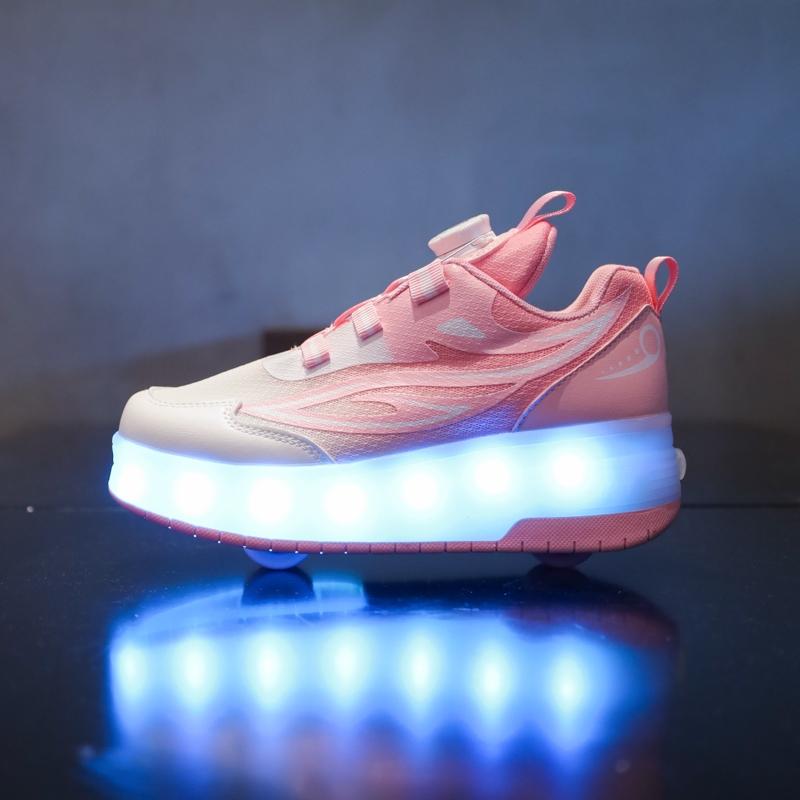 USB Charging LED Light Up Shoes for Kids, Night Glow Roller Skates, Unisex Children Sneakers, Running & Casual Sports Shoes, Footwear Athletic Trainer, Round Toe Trainers, Low Top Trainer, Trendy Trainers, Sports Training Shoes