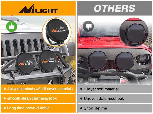 Nilight 9inch Round Offroad Driving Pod Light Cover, 9.25 Inch Diameter Black Leather Protective Cover for Auxiliary Ditch Fog Bumper Headlight on Jeep Truck SUV ATV UTV Tractor Car Accessories Automotive dealsforyoudays