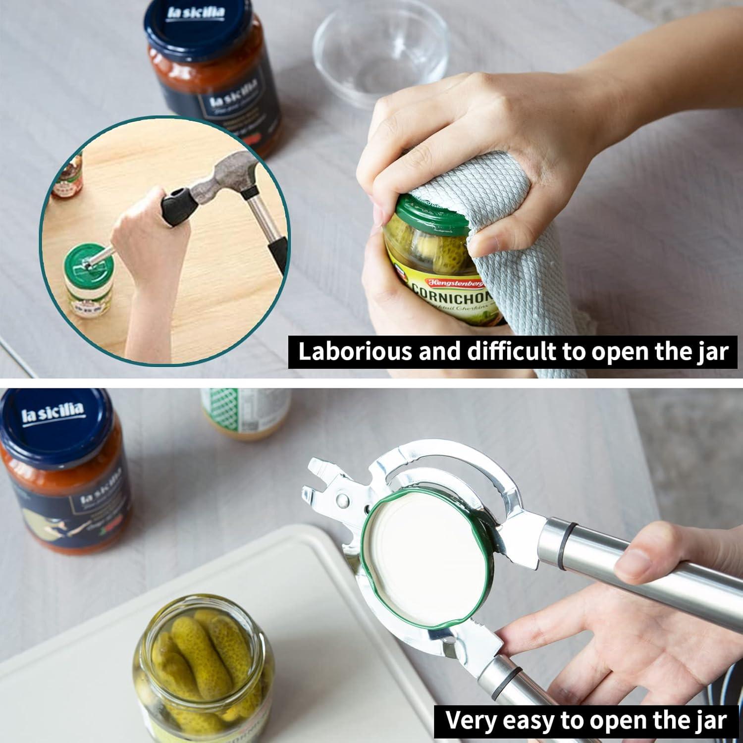 Multi-Functional Can Opener for Weak Grip, Stainless Steel Beer Bottle Opener, Ideal for Elderly with Arthritis, Easy-To-Use Design