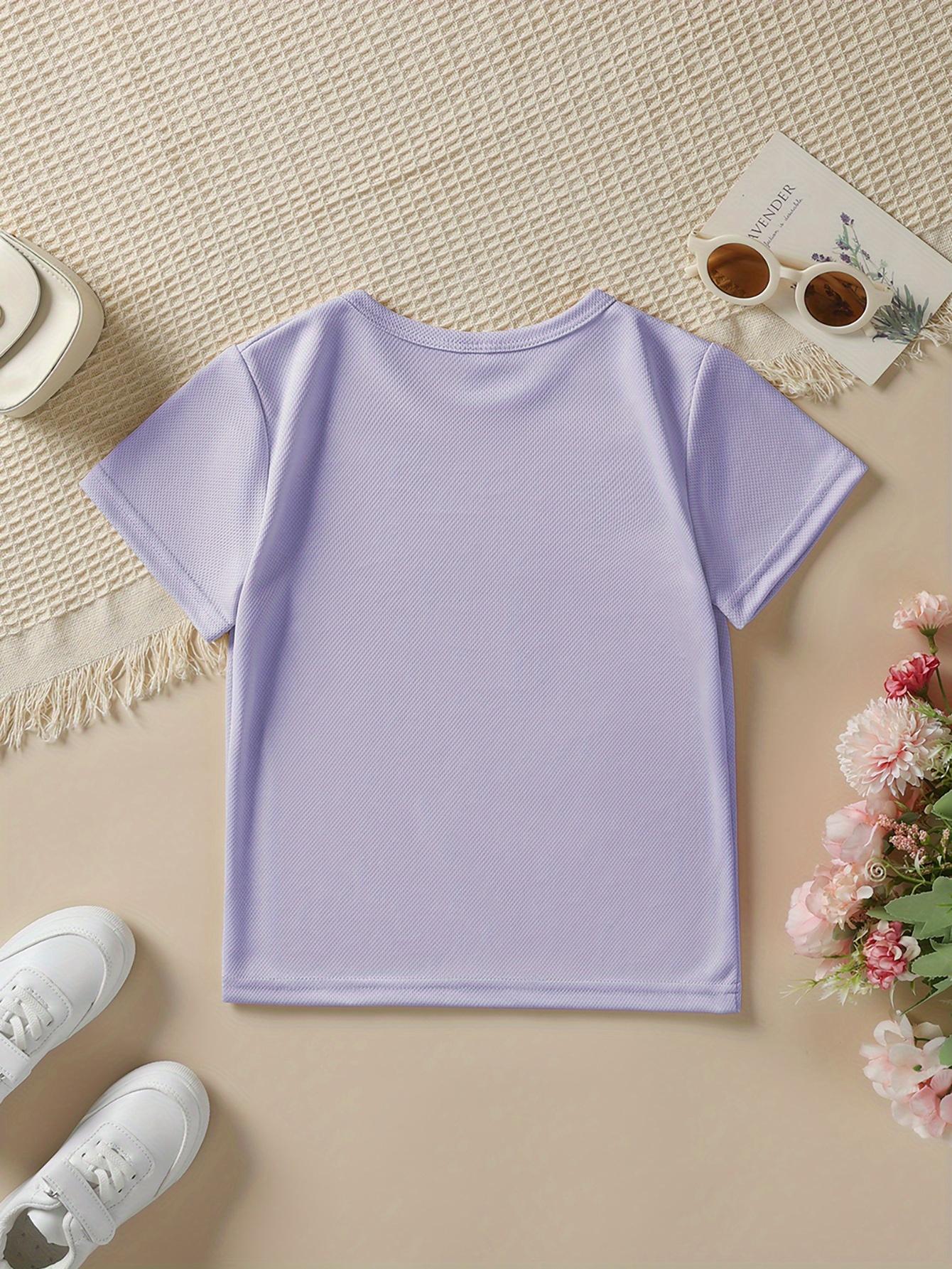 Girls' Short-Sleeve Sports Top - Kids Clothing Girls, Cartoon Milk Tea Capy Art Print, Summer Fashion Casual Fits Versatile Top NY-DX8565, Sports Tops