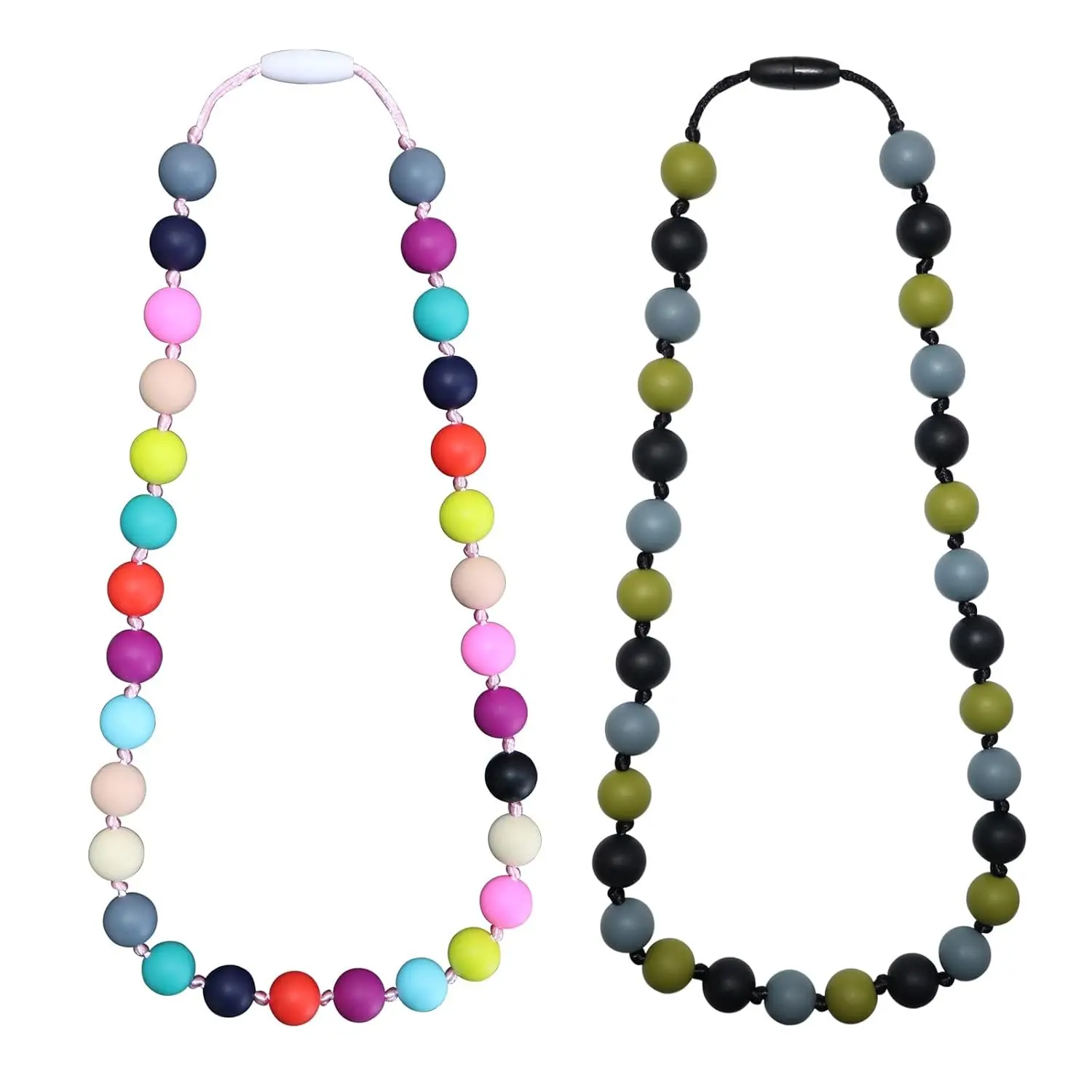 Silicone Chew Necklaces for Autistic Children, 2PCS Sensory Chew Aid, Multicolor Chewy Jewelry for Kids with Autism ADHD Anxiety, Oral Motor Stimulation(Gift)