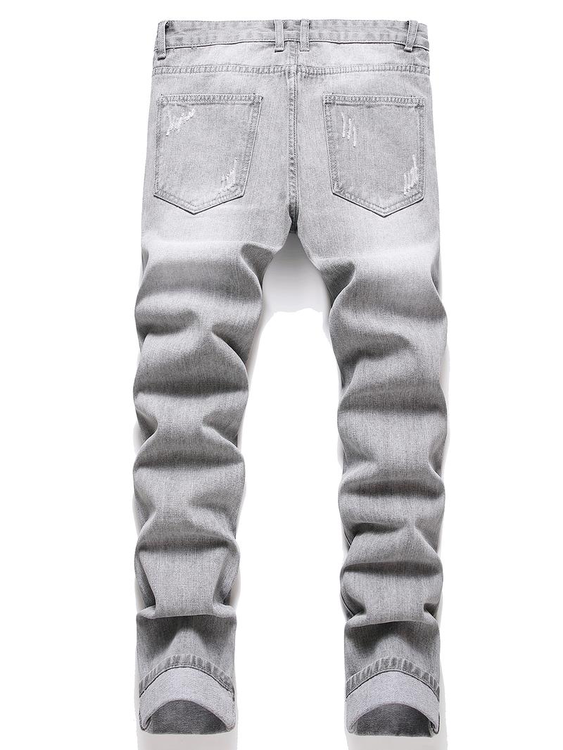 Christmas Gifts Men's Slim Fit Fashion Jeans In Three Colors - Casual Street Style Ripped Jeans - Comfortable And Stylish Trousers - Suitable For Everyday Wear - (Sizes 28-38) Men's Hip-Hop Style.