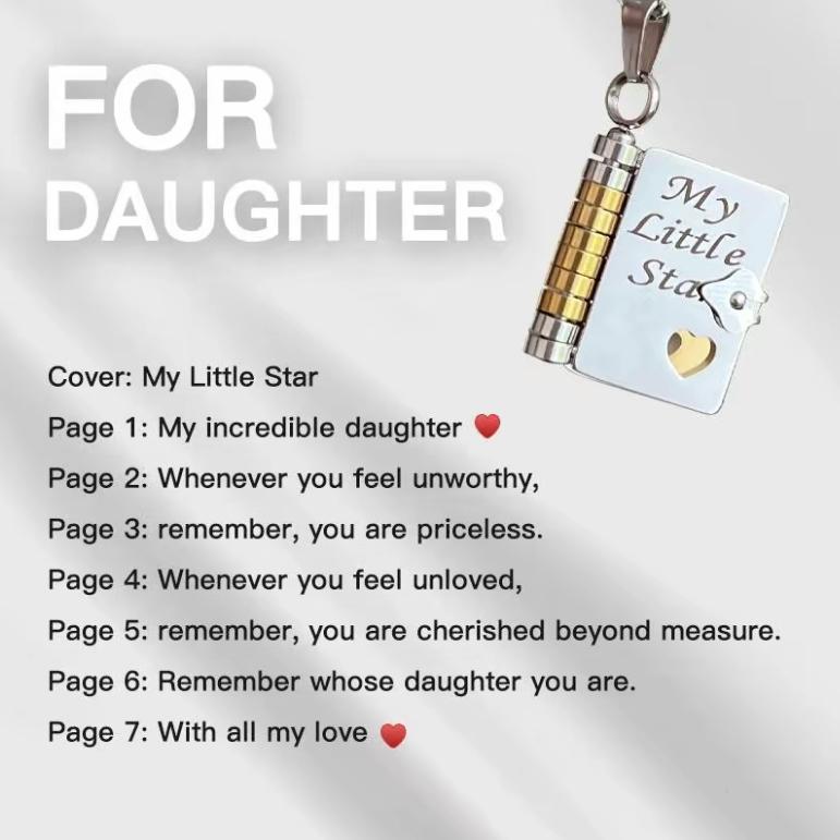 My Little Star Book Necklace for Daughter, Birthday Day Gift Graduation Jewelry of Love.