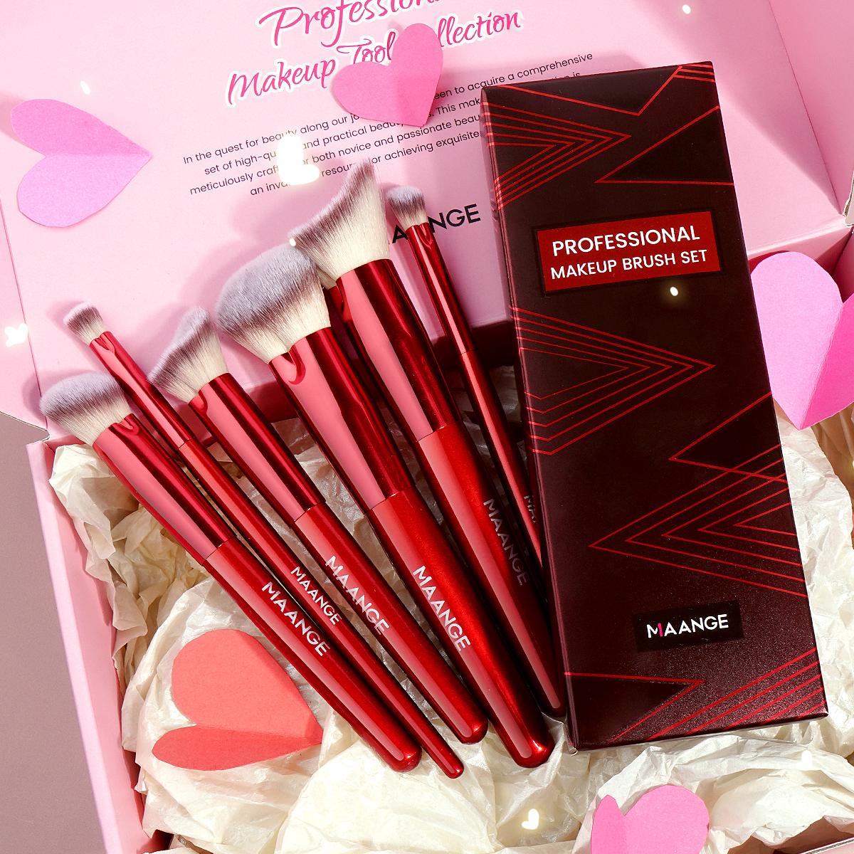 6 Counts/set Makeup Brushes, Foundation Blush Powder Eyeshadow Contour Brush, Smudge Brush, Makeup Blending Brush, Glam Makeup Tools with Soft Fiber and Skin Friendly for Easy Carrying, Cosmetics, Face Multifunctional Beauty Travel Brush