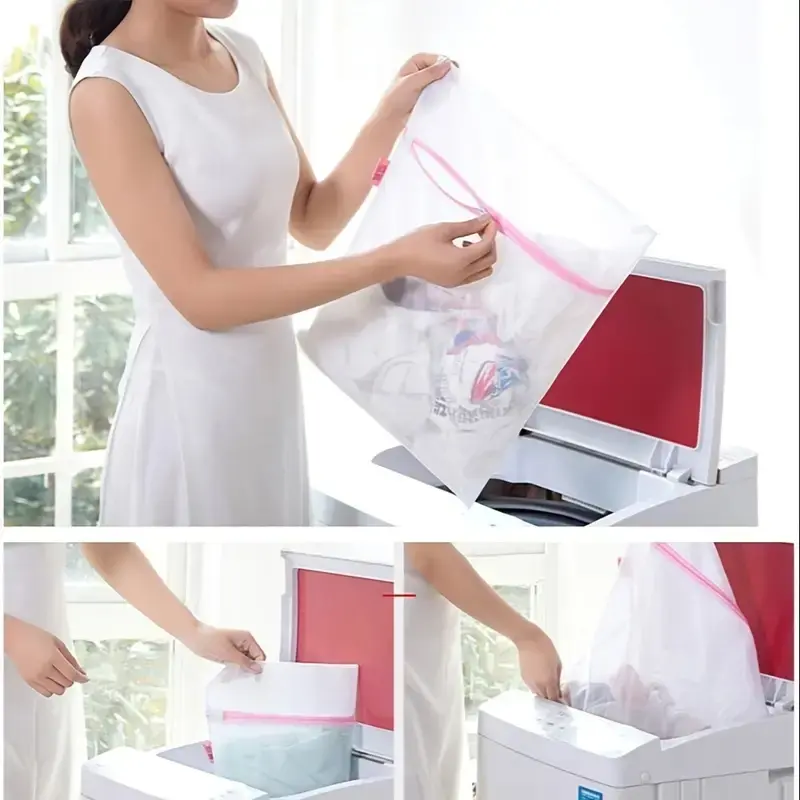 Say goodbye to laundry troubles Mesh laundry bag with zipper, suitable for lightweight clothing, washing machine protection bag, organize and store laundry supplies, Christmas gift, Laundry Mesh Wash Bags